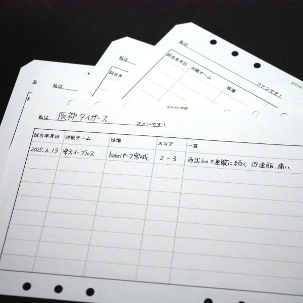 画像1: 野球対戦結果記録リフィル (1)